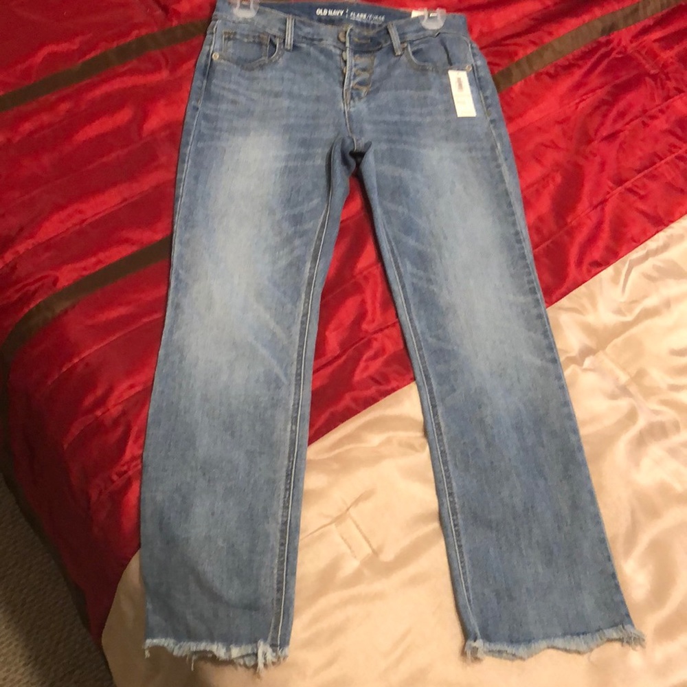 Flare Mid-Rise Jeans w/ Frayed Edges (NWT)